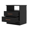 Wooden End Side Table Nightstand with 2 Drawers and 1 Open Compartment Black By The Urban Port UPT-225274
