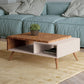 35" 2-Tone Wooden Coffee Table with 2 Shelves, White & Brown By The Urban Port
