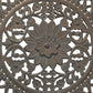 36 Inch Handcarved Wooden Round Wall Art with Floral Carving Distressed Brown By The Urban Port UPT-225288