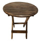 Farmhouse Wooden Round Folding Chair Side End Table with Planked Top Rustic Brown By The Urban Port UPT-225289