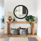28" Round Wooden Floating Beveled Wall Mirror, Black By The Urban Port