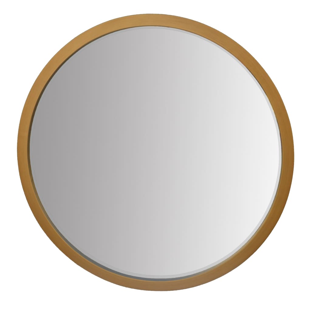 32 Round Wooden Frame Floating Wall Beveled Mirror Brown By The Urban Port UPT-226275