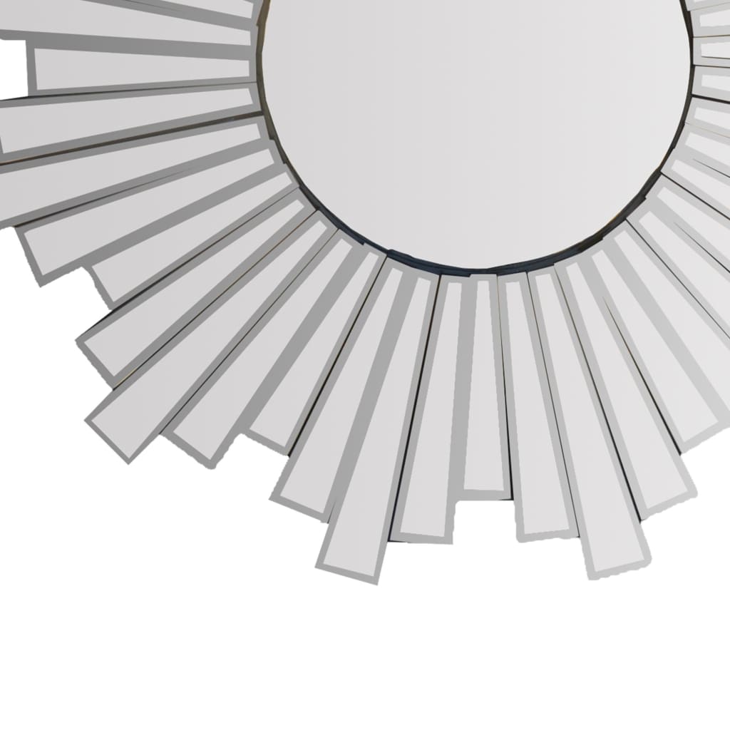 28 Round Floating Wall Mirror with Sunburst Design Frame Silver By The Urban Port UPT-226281