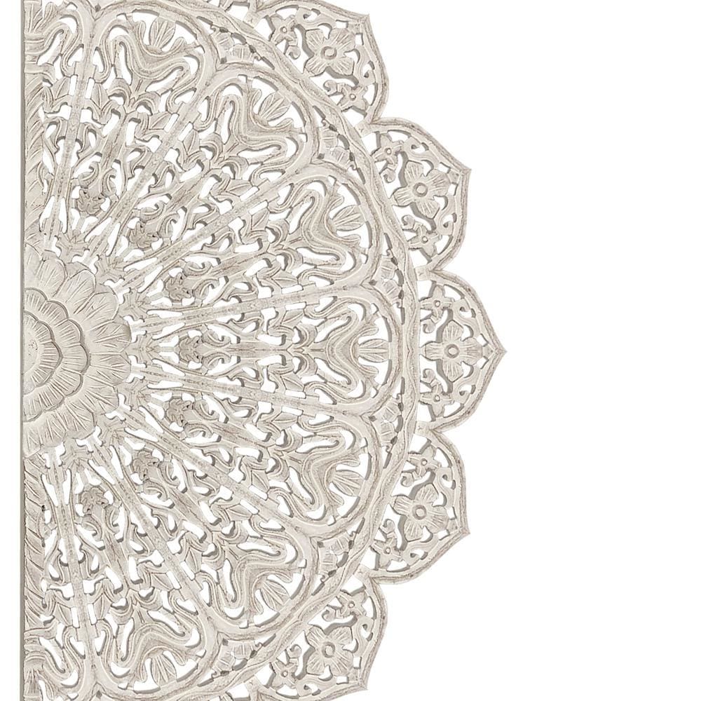 48 Half Moon Hand Carved Floral Mango Wood Wall Panel Antique White By The Urban Port UPT-226284
