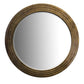 Round Layered Wooden Frame Decor Wall Mirror with Hand Carved Texture Brown By The Urban Port UPT-228539