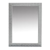 Wood Encased Wall Mirror with Striped Motif Edges and Shimmering Leaf Gray By The Urban Port UPT-228542