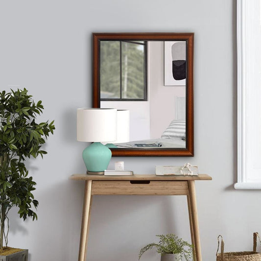 Molded Polystyrene Frame Wall Mirror with Beaded Details, Cherry Brown By The Urban Port