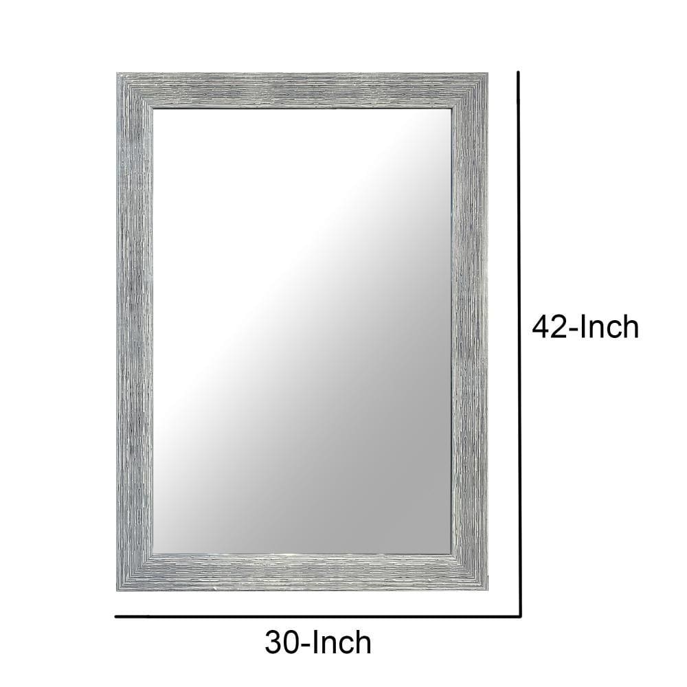 Rectangular Polystyrene Encased Wall Mirror with Textured Details Chrome By The Urban Port UPT-228546