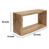 52 Inch Cube Shape Mango Wood Console Table with Bottom Shelf Natural Brown By The Urban Port UPT-228692