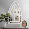 Arched Window Pane Wooden Wall Mirror with Trimmed Details, Silver By The Urban Port