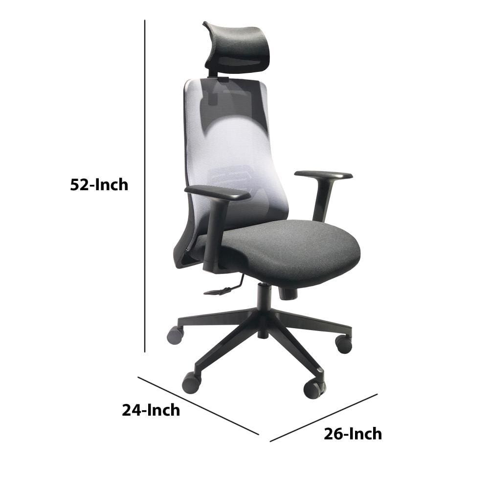 Adjustable Headrest Ergonomic Swivel Office Chair with Padded Seat and Casters Black and Gray By The Urban Port UPT-230094
