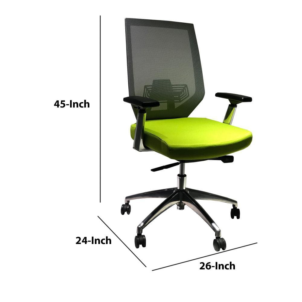 Adjustable Mesh Back Ergonomic Office Swivel Chair with Padded Seat and Casters Green and Gray By The Urban Port UPT-230095