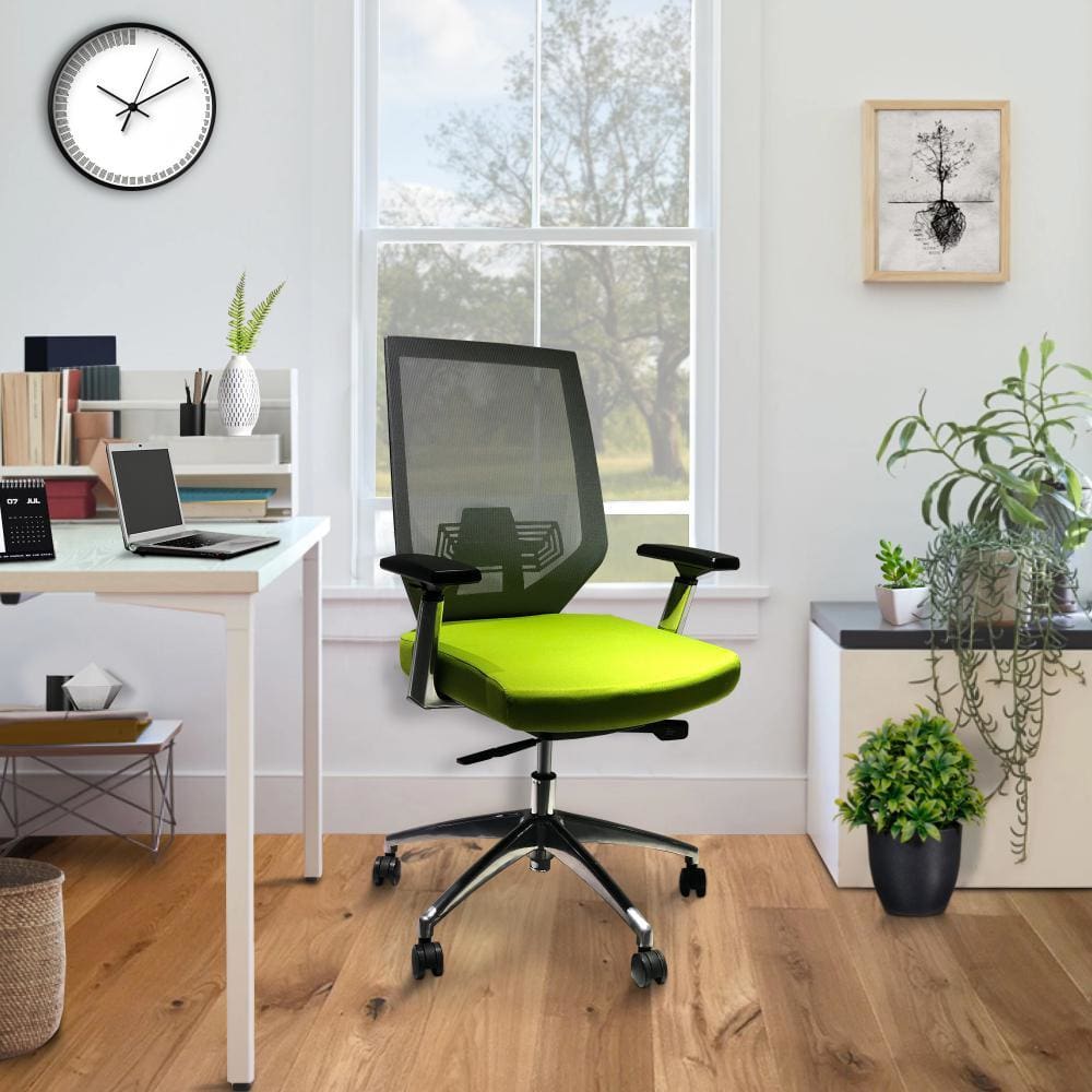 Adjustable Swivel Office Chair with Mesh Backrest, Green & Gray By The Urban Port