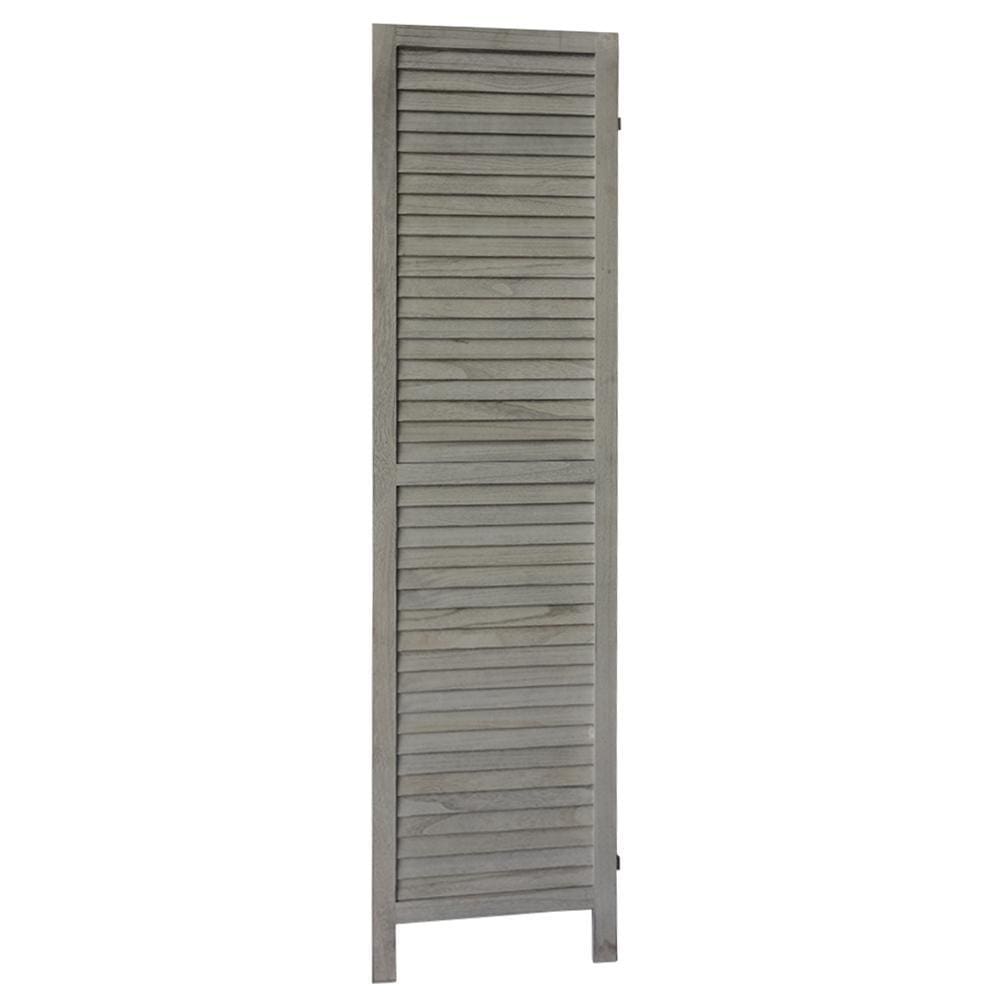 3 Panel Foldable Wooden Divider Privacy Screen with Plank Style and Hinges Distressed White By The Urban Port UPT-230656