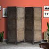 67 Inch Paulownia Wood Panel Divider Screen, Grain Details, Handcrafted, Rustic Brown By The Urban Port