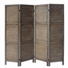 4 Panel Foldable Wooden Divider Privacy Screen with Grains and Metal Hinges Dark Brown By The Urban Port UPT-230663