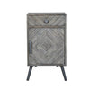 26 Chevron Pattern 1 Drawer Wooden Bedside Accent Nightstand with Door Storage Gray By The Urban Port UPT-230849
