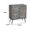 29 Chevron Pattern Wooden 4 Drawer Accent Dresser Chest with Angled Metal Legs Gray By The Urban Port UPT-230855
