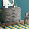 29" Chevron Pattern Wooden 4 Drawer Accent Dresser Chest with Angled Metal Legs, Gray By The Urban Port