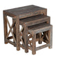 Rustic Rectangular Farmhouse Mango Wood Nesting Table with X Side Panels Set of 3 Brown By The Urban Port UPT-230857