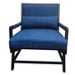 Fabric Padded Wooden Frame Accent Sofa Chair with Armrest Black and Blue By The Urban Port UPT-230863