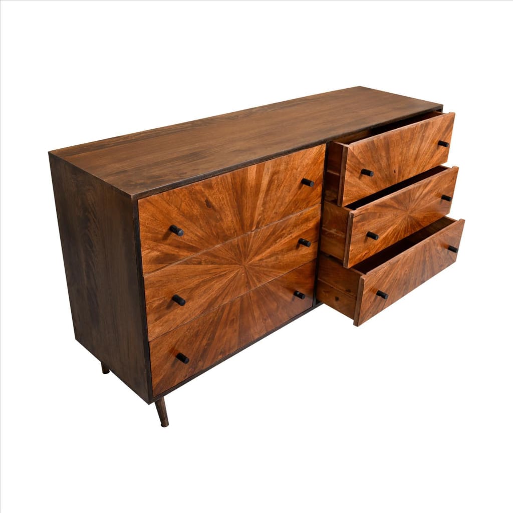 6 Drawer Mid Century Modern Storage Wooden Drawers Dresser Brown By The Urban Port UPT-231467