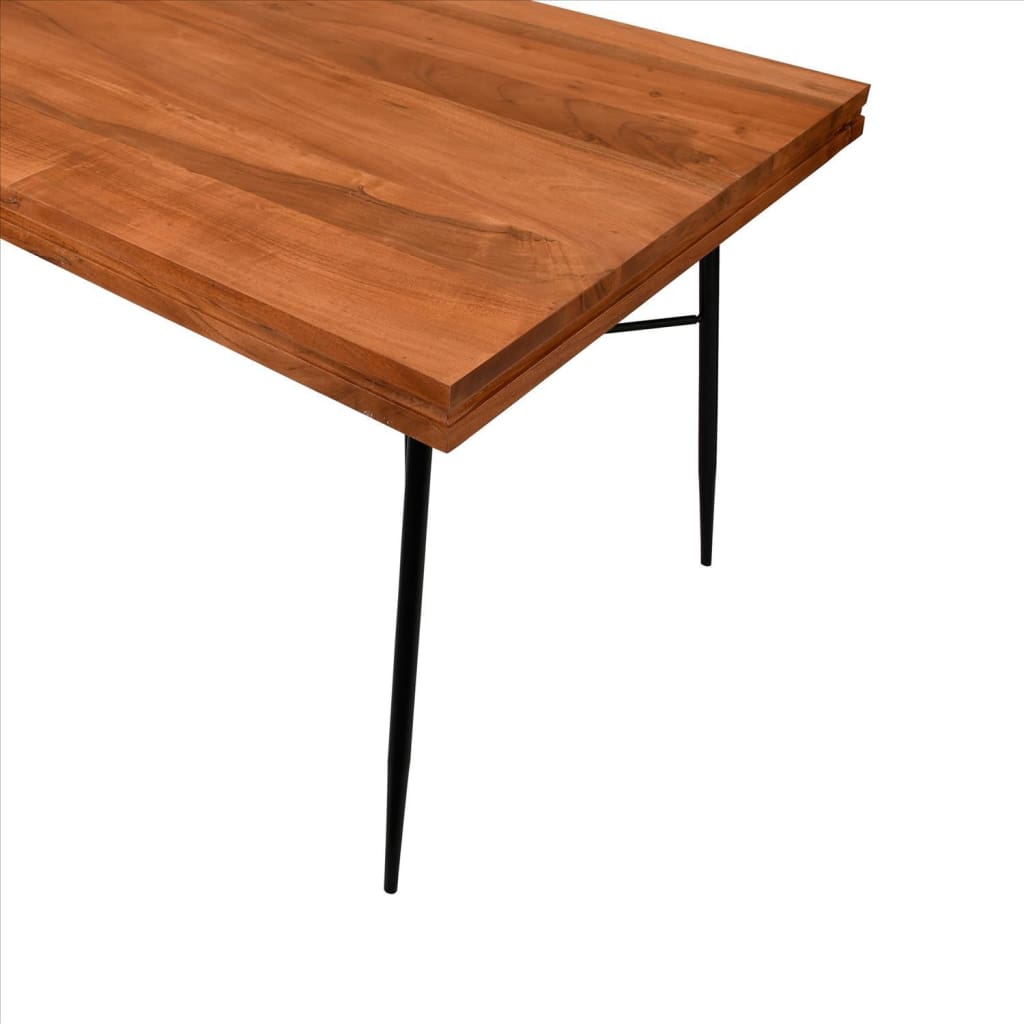 Two Tone Industrial Wooden Top Rectangular Dining Table With Metal Frame Black And Brown By The Urban Port UPT-231468