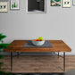 69 Inch Handcrafted Industrial Design Dining Table, Acacia Wood Top, Metal Legs, Black and Brown By The Urban Port
