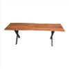 55 Inch Wooden Industrial Rectangular Dining Bench With X Base And Metal Legs, Brown And Black By The Urban Port