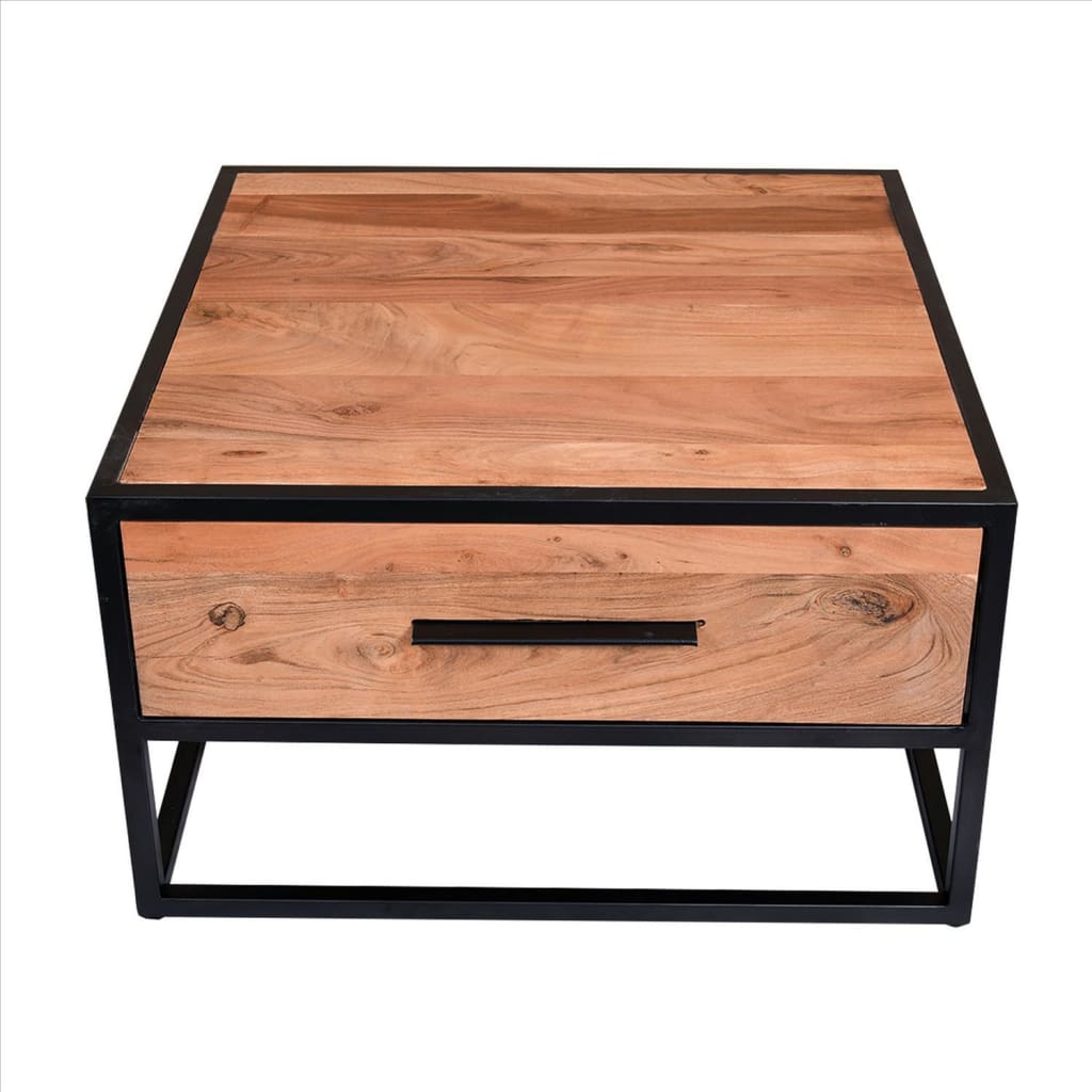 Two Tone Mango Wood Storage Bedside End Table With 1 Drawer, Black And Brown By The Urban Port