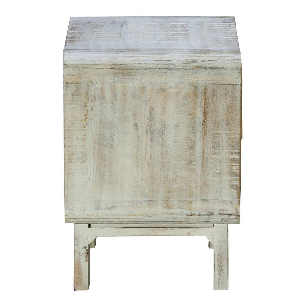 Nightstand with 2 Drawers and Angled Legs Antique White By The Urban Port UPT-231743