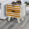 Wilma 18 Inch Rustic Wood Side Table Nightstand with 2 Drawers, Antique White By The Urban Port