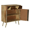 Wooden Storage Cabinet with 2 Doors and Geometric Inlaid Design Brown By The Urban Port UPT-231745