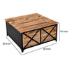 36 Inch Rustic Mango Wood Trunk Storage Coffee Table with Hinged Top Brown and Black By The Urban Port UPT-232505