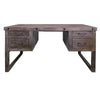 61 4-Drawer Wooden Home Office Desk with Sled Leg Support Distressed Brown By The Urban Port UPT-233116