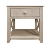 24 Inch Wooden 1 Drawer Side End Table with Cross Sides and Open Bottom Shelf White By The Urban Port UPT-233118
