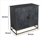 33.5 Inches Plank Design 2 Door Mango Wood Storage Cabinet With Metal Base Gray By The Urban Port UPT-237993