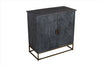 33.5 Inches Plank Design 2 Door Mango Wood Storage Cabinet With Metal Base, Gray By The Urban Port