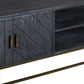 53 Inches Plank Design 2 Door Mango Wood Tv Media Cabinet With Metal Base Gray By The Urban Port UPT-237994