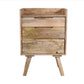 24 Inches 3 Drawer Mango Wood Bedside Table With Grains And Tray Top Oak Brown By The Urban Port UPT-237997