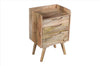 24 Inches 3 Drawer Mango Wood Bedside Table With Grains And Tray Top, Oak Brown By The Urban Port