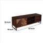 63 Inches 2 Drawer Mango Wood Tv Media Cabinet With Herringbone Inlaid Door Storage Brown By The Urban Port UPT-238002