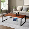 41.7 Inch Rectangular Coffee Table with Plank Style Top, Metal Frame, Brown and Black By The Urban Port