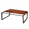 Rectangular Wooden Industrial Coffee Table with Metal Sled Base, Brown and Black By The Urban Port
