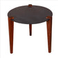 20 Inches Round Metal Top Side End Table with Tapered Legs, Brown and Black By The Urban Port