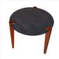 20 Inches Round Metal Top Side End Table with Tapered Legs Brown and Black By The Urban Port UPT-238065