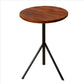 Round Solid Wood Industrial End Table with Sleek Metal Legs, Brown and Black By The Urban Port