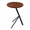 Round Solid Wood Industrial End Table with Sleek Metal Legs Brown and Black By The Urban Port UPT-238067