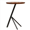 Round Solid Wood Industrial End Table with Sleek Metal Legs Brown and Black By The Urban Port UPT-238067