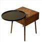Single Drawer Industrial End Table with Conjoined Round Metal Tray Brown and Black By The Urban Port UPT-238071